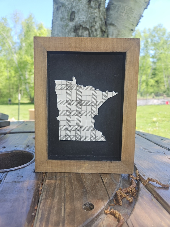 Other - Rustic Black and Natural Wood Minnesota Plaque - Unbranded